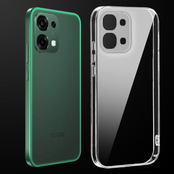 Transparent anti-yellow hard back case fitted on Oppo F33 5G showing full back coverage and camera protection