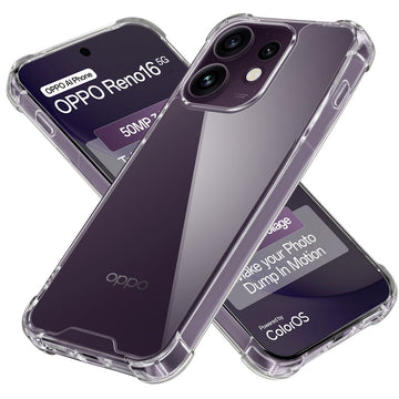 Shockproof Hybrid Transparent Phone Case For Oppo Reno 16 5G with Hard Back and Soft Bumper for Maximum Protection