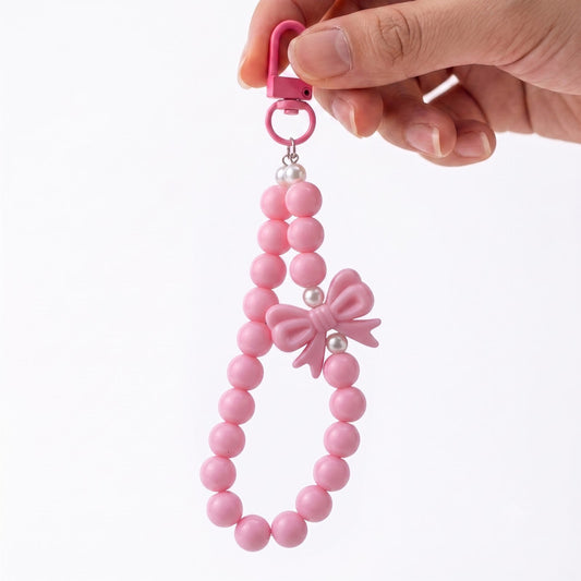 Elegant Bow & Pearl Beaded Mobile Phone Charm