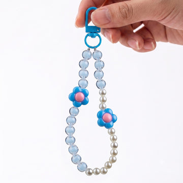 Pearl & Daisy Beaded Phone Charm Wrist Strap for Mobile Cases