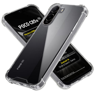 Shockproof Hybrid Transparent Phone Case For Poco C85x 5G with Hard Back and Soft Bumper for Maximum Protection