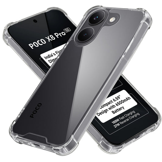 Shockproof Hybrid Transparent Phone Case For Poco X8 Pro 5G with Hard Back and Soft Bumper for Maximum Protection