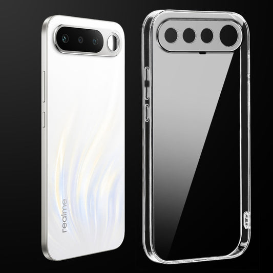 Transparent anti-yellow hard back case fitted on Realme 16 5G showing full back coverage and camera protection