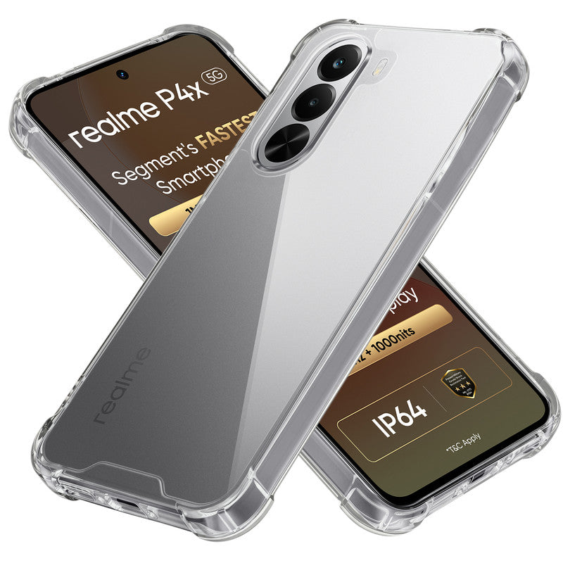 Shockproof Hybrid Transparent Phone Case For Realme P4x 5G with Hard Back and Soft Bumper for Maximum Protection