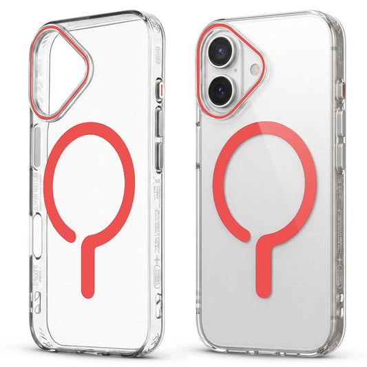Crystal Clear Magnetic Back Case for Apple iPhone 16 with Air Cushion Bumper & Metal Finish Buttons