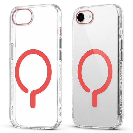 Crystal Clear Magnetic Back Case for Apple iPhone 16e with Air Cushion Bumper & Metal Finish Buttons