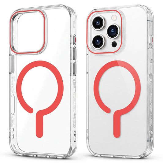 Crystal Clear Magnetic Back Case for Apple iphone 16 Pro Max with Air Cushion Bumper & Metal Finish Buttons