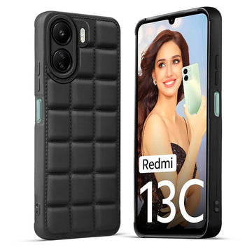 3D Puffer Pattern Silicone Back Cover for Redmi 13C 4G, Shockproof Protective Case