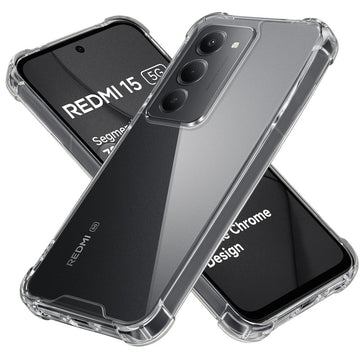 Shockproof Hybrid Transparent Phone Case For Redmi 15 5G with Hard Back and Soft Bumper for Maximum Protection