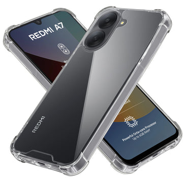 Shockproof Hybrid Transparent Phone Case For Redmi A7 4G with Hard Back and Soft Bumper for Maximum Protection