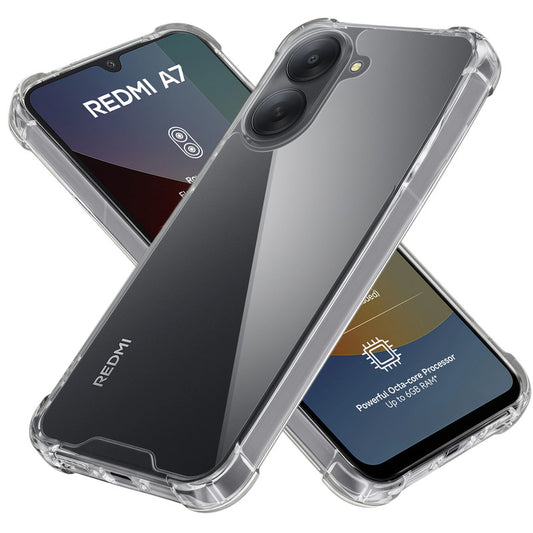 Shockproof Hybrid Transparent Phone Case For Redmi A7 4G with Hard Back and Soft Bumper for Maximum Protection