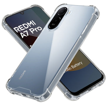 Shockproof Hybrid Transparent Phone Case For Redmi A7 Pro 4G with Hard Back and Soft Bumper for Maximum Protection