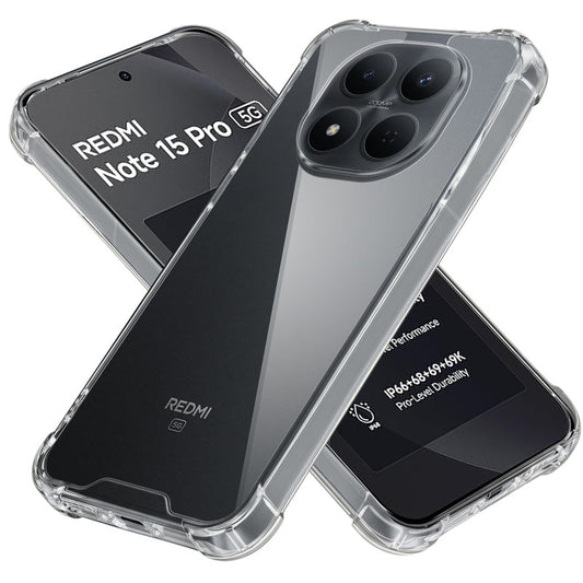 Shockproof Hybrid Transparent Phone Case For Redmi Note 15 Pro 5G with Hard Back and Soft Bumper for Maximum Protection