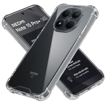 Shockproof Hybrid Transparent Phone Case For Redmi Note 15 Pro Plus 5G with Hard Back and Soft Bumper for Maximum Protection