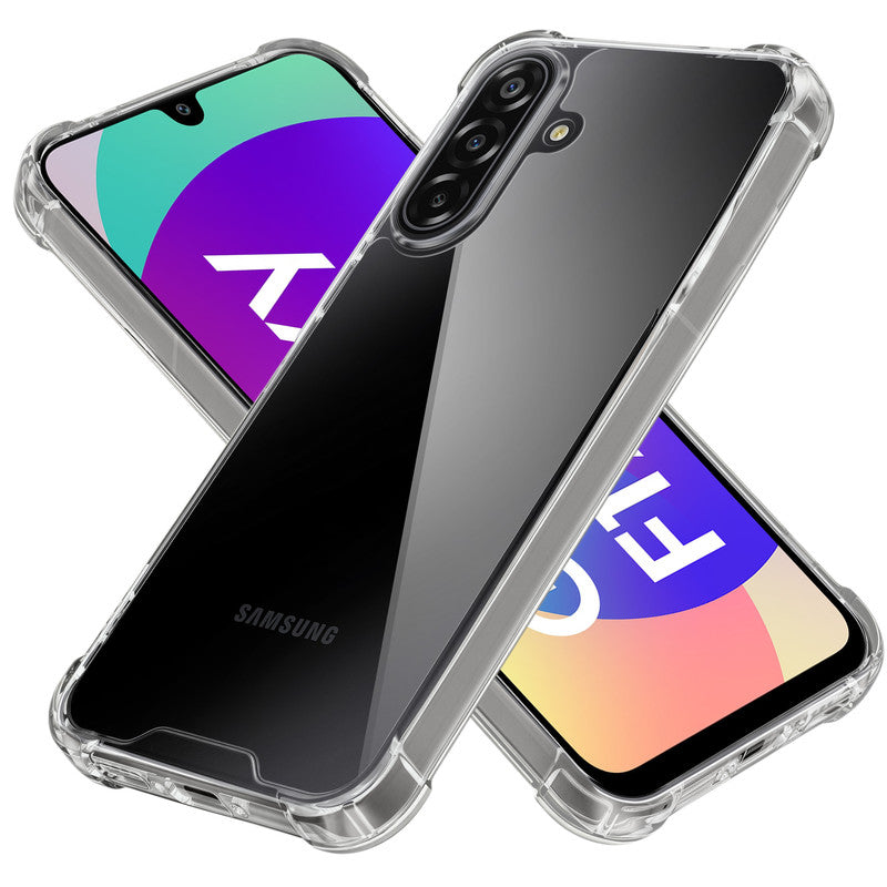 Shockproof Hybrid Transparent Phone Case For Samsung F17 5G with Hard Back and Soft Bumper for Maximum Protection