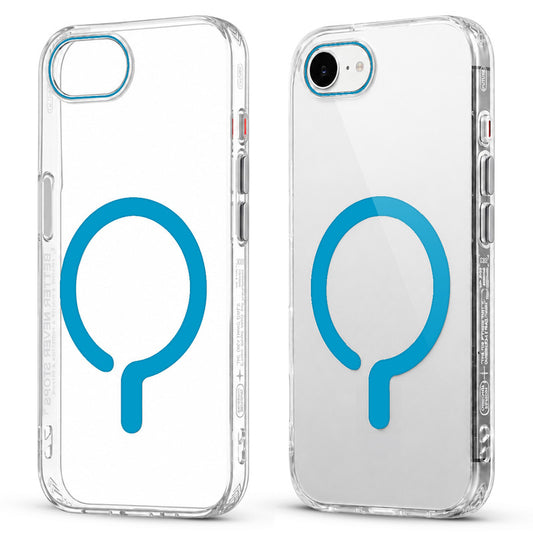 Crystal Clear Magnetic Back Case for Apple iPhone 16e with Air Cushion Bumper & Metal Finish Buttons
