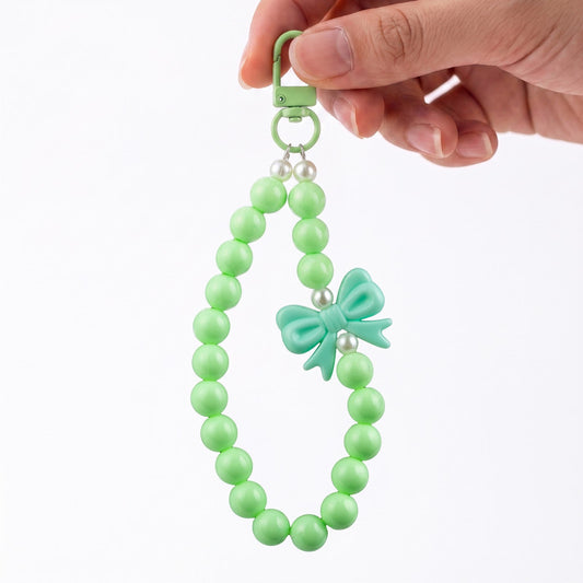 Elegant Bow & Pearl Beaded Mobile Phone Charm