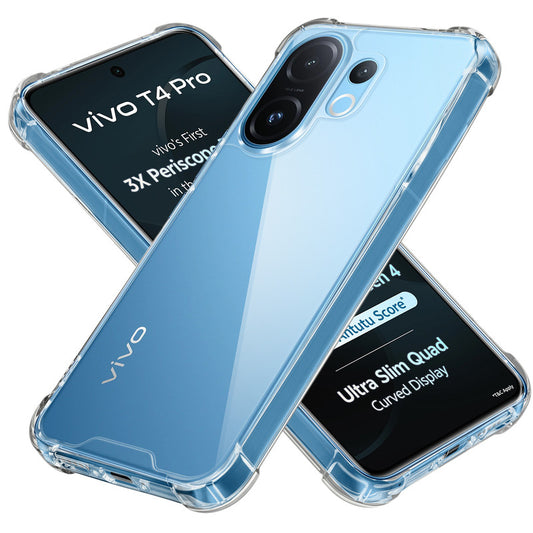 Shockproof Hybrid Transparent Phone Case For Vivo T4 Pro 5G with Hard Back and Soft Bumper for Maximum Protection