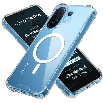 Shockproof Hybrid Magnetic Case for Vivo T4 Pro 5G with Hard Back & Soft Bumper