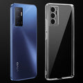 Transparent anti-yellow hard back case fitted on Vivo V23e 5G showing full back coverage and camera protection