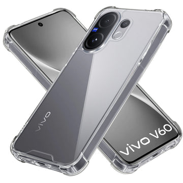 Shockproof Hybrid Transparent Phone Case For Vivo V60 5G with Hard Back and Soft Bumper for Maximum Protection