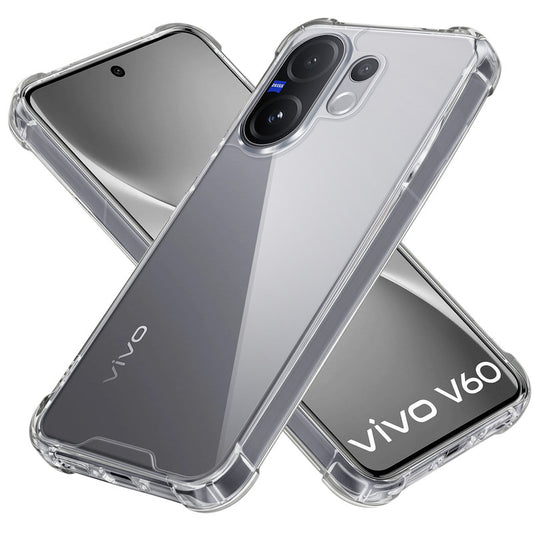 Shockproof Hybrid Transparent Phone Case For Vivo V60 5G with Hard Back and Soft Bumper for Maximum Protection