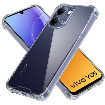 Shockproof Hybrid Transparent Phone Case For Vivo Y05 4G with Hard Back and Soft Bumper for Maximum Protection