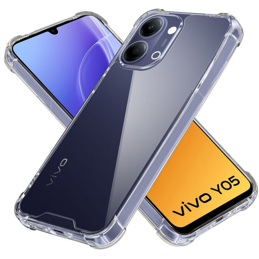 Shockproof Hybrid Transparent Phone Case For Vivo Y05 4G with Hard Back and Soft Bumper for Maximum Protection