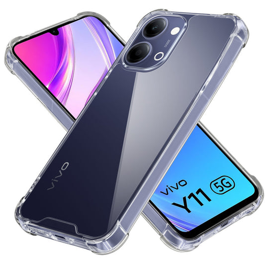 Shockproof Hybrid Transparent Phone Case For Vivo Y11 5G with Hard Back and Soft Bumper for Maximum Protection