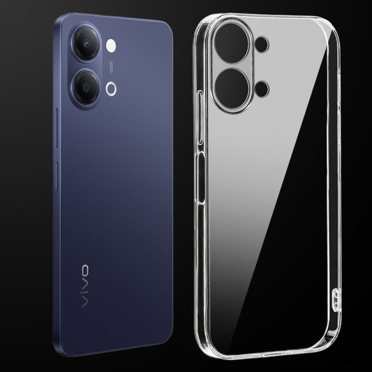 Transparent anti-yellow hard back case fitted on Vivo Y11 5G showing full back coverage and camera protection