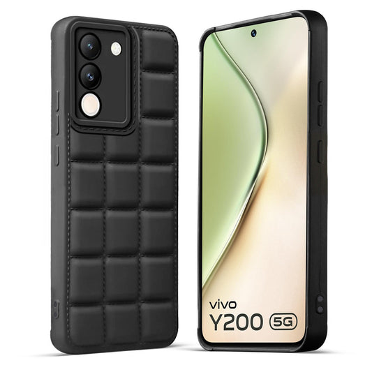 3D Puffer Pattern Silicone Back Cover for Vivo Y200 5G, Shockproof Protective Case