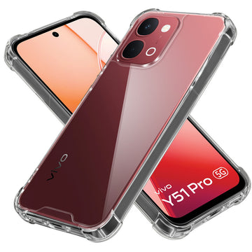 Shockproof Hybrid Transparent Phone Case For Vivo Y51 Pro 5G with Hard Back and Soft Bumper for Maximum Protection