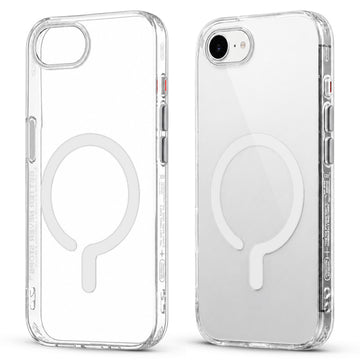 Crystal Clear Magnetic Back Case for Apple iPhone 16e with Air Cushion Bumper & Metal Finish Buttons