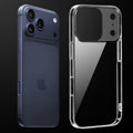 Transparent anti-yellow hard back case fitted on Apple iphone 17 Pro Max showing full back coverage and camera protection