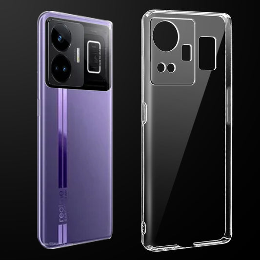 Transparent anti-yellow hard back case fitted on Realme GT Neo 5 showing full back coverage and camera protection