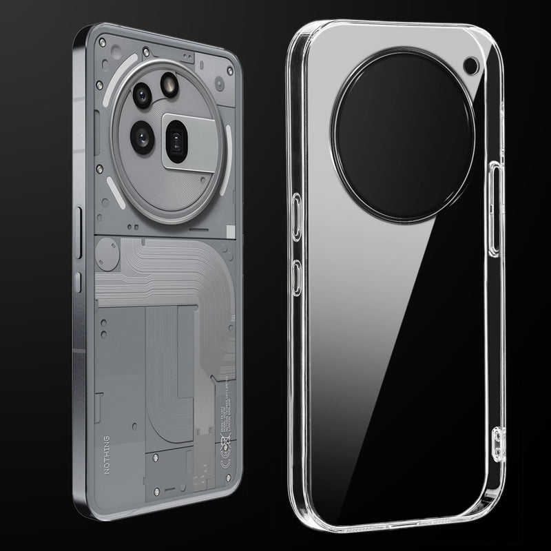 Transparent anti-yellow hard back case fitted on Nothing Phone 3A Pro 5G showing full back coverage and camera protection