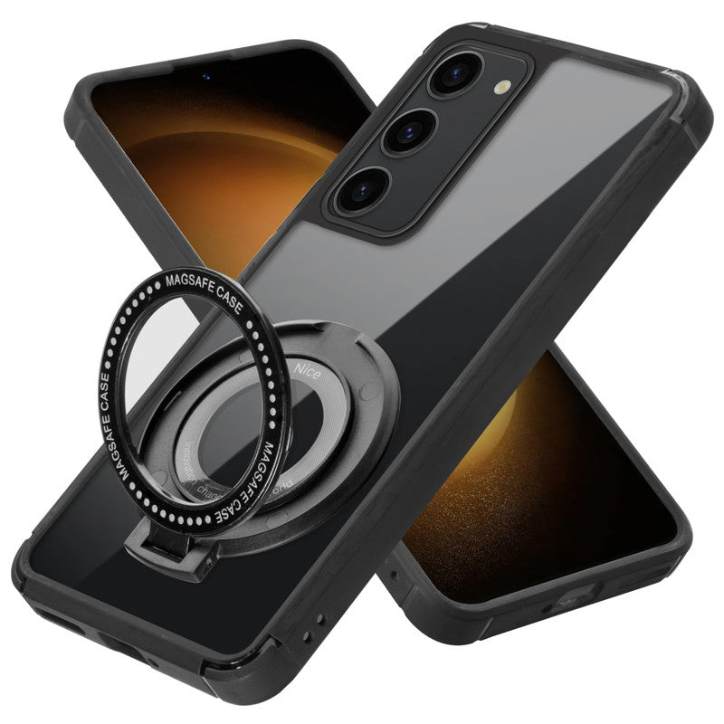 Silicone Grip Clear Case Ring Holder Kickstand For Samsung S23 5G