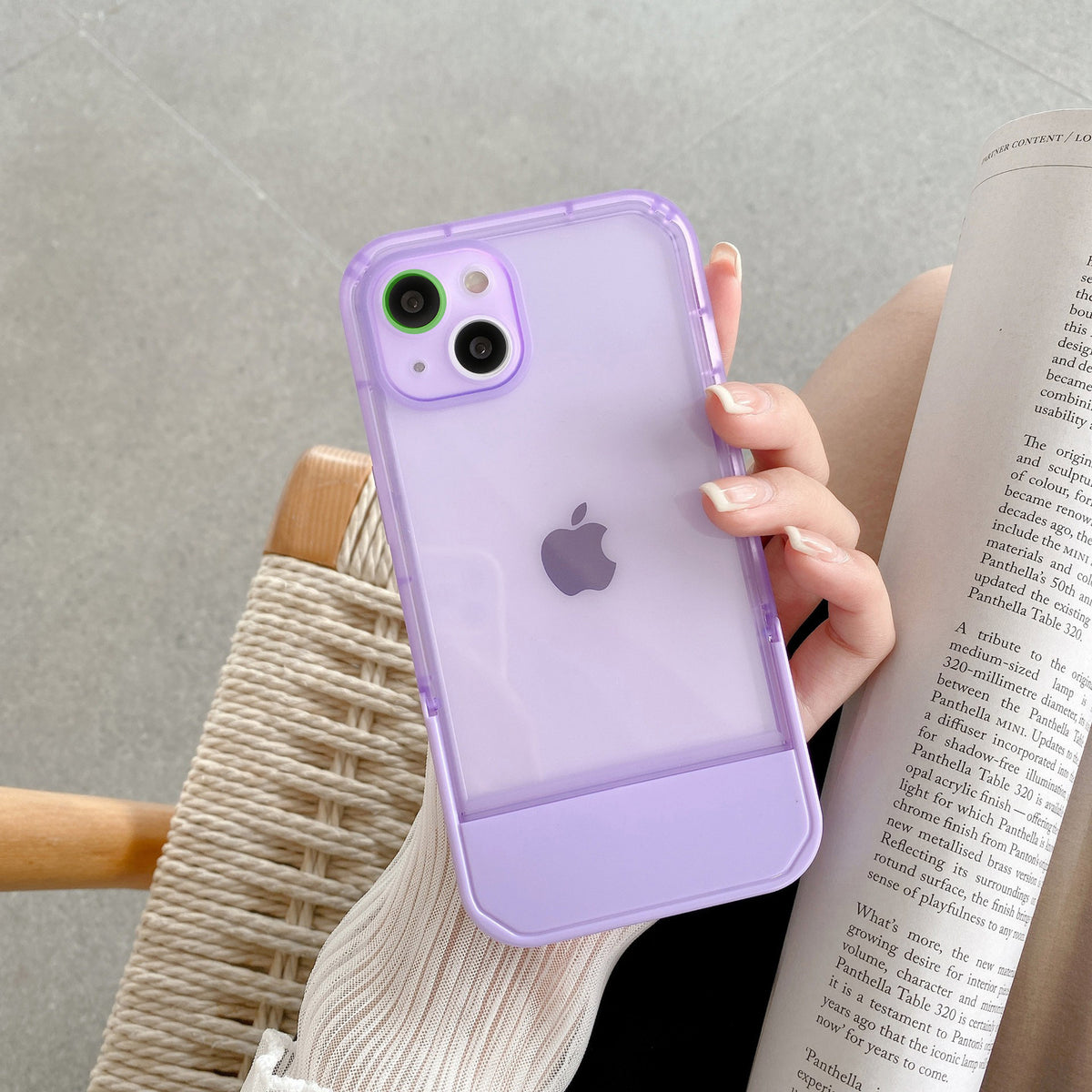 Cute Trendy Semi Transparent Foldable Built in Stand Back Cover for Apple iPhone 11