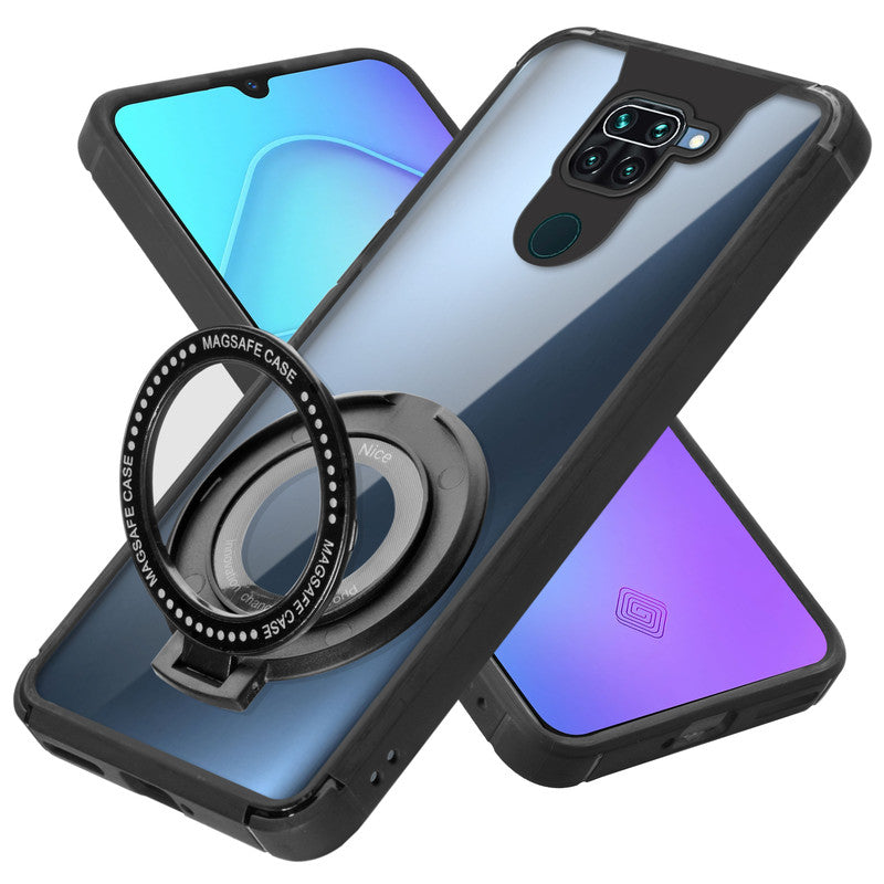Silicone Grip Clear Case Ring Holder Kickstand For Redmi Note 9