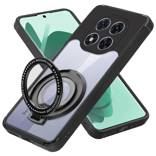 Silicone Frame Transparent Hard Back Ring Stand Case for Redmi Note 14 Pro 5G