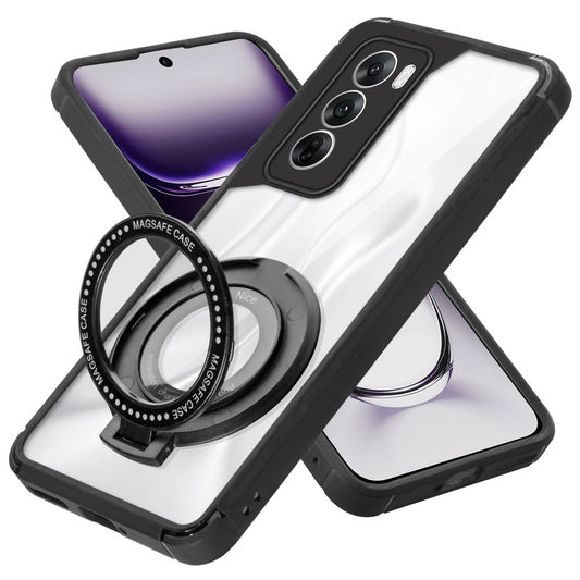 Silicone Grip Clear Case Ring Holder Kickstand For Oppo Reno 12 Pro 5G