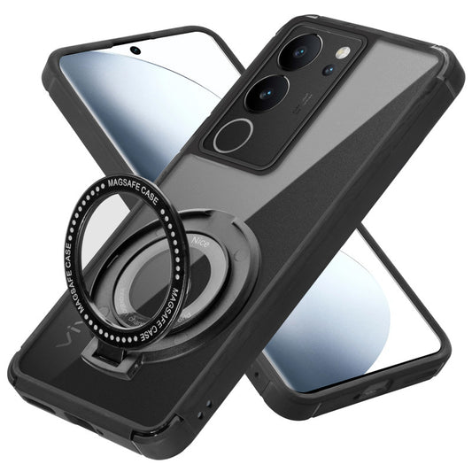 Silicone Grip Clear Case Ring Holder Kickstand For Vivo V29 5G