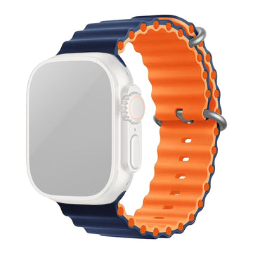 Silicone Ocean Loop Strap for - Apple Watch 49mm  - Blue & Orange