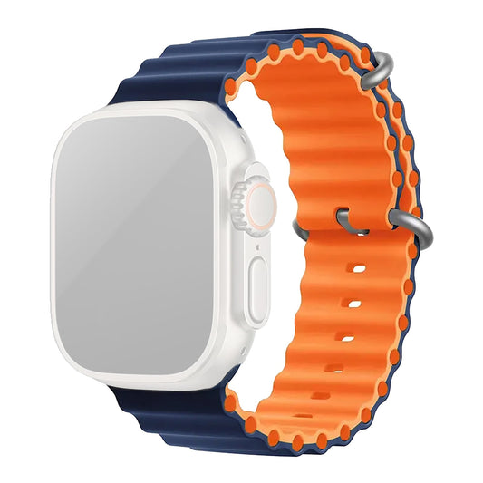 Silicone Ocean Loop Strap for - Apple Watch 45mm  - Blue & Orange