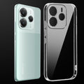 Transparent anti-yellow hard back case fitted on Redmi Note 14 5G showing full back coverage and camera protection