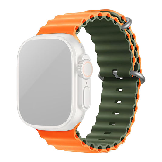 Silicone Ocean Loop Strapfor - Apple Watch 41mm  in Orange & Green