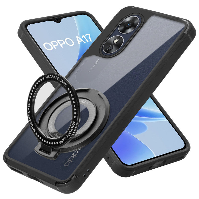 Silicone Grip Clear Case Ring Holder Kickstand For Oppo A17
