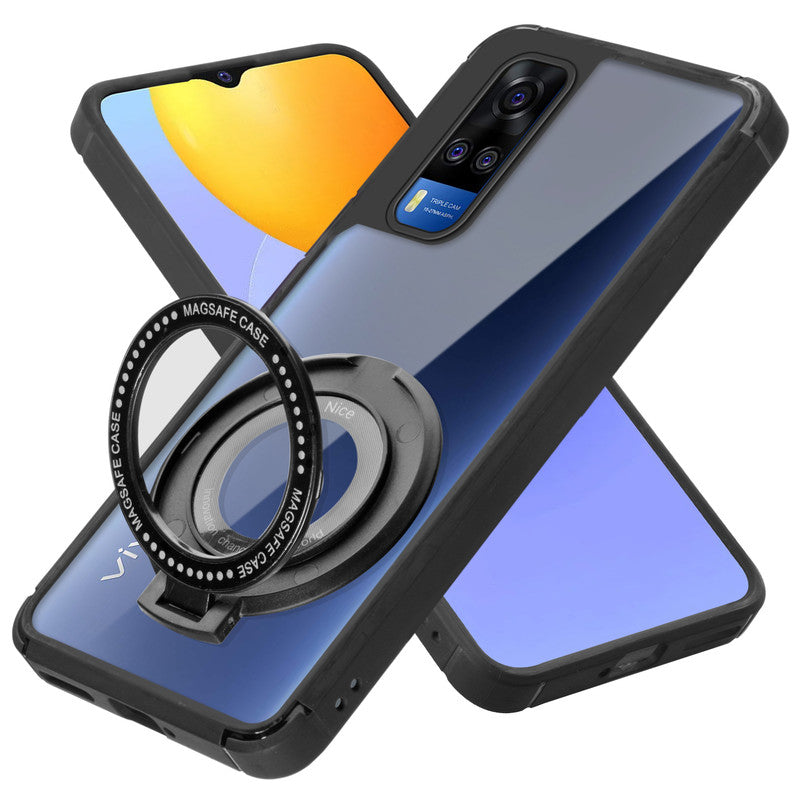 Silicone Grip Clear Case Ring Holder Kickstand For Vivo Y31