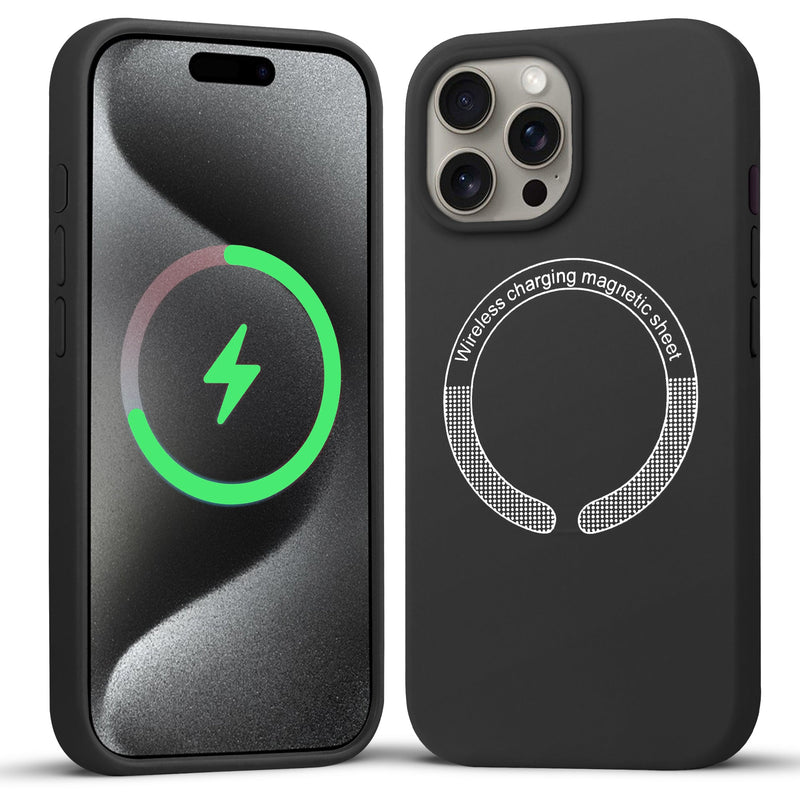Wireless Charging Support Compatible Silicone Back Cover for- Apple iPhone 15 Pro Max