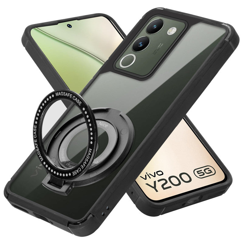 Silicone Grip Clear Case Ring Holder Kickstand For Vivo Y200 5G